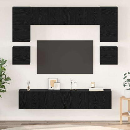 vidaXL TV-Schrankset 8 pcs Schwarz Eichen-Optik Holzwerkstoff