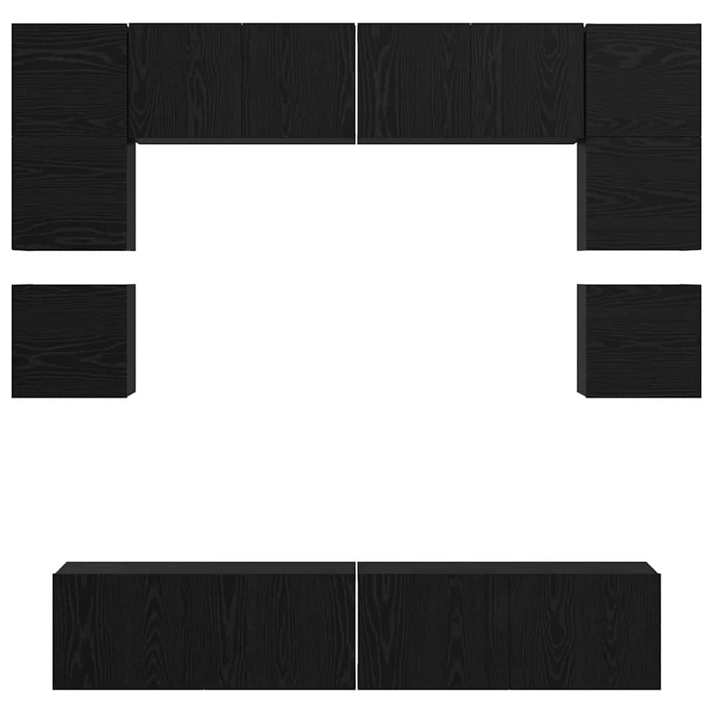 vidaXL TV-Schrankset 8 pcs Schwarz Eichen-Optik Holzwerkstoff