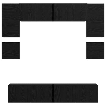vidaXL TV-Schrankset 8 pcs Schwarz Eichen-Optik Holzwerkstoff