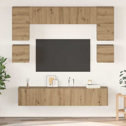 vidaXL TV-Schrankset Wandmontiert 8 pcs Artisan-Eiche Holzwerkstoff