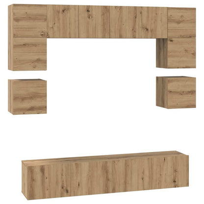 vidaXL TV-Schrankset Wandmontiert 8 pcs Artisan-Eiche Holzwerkstoff