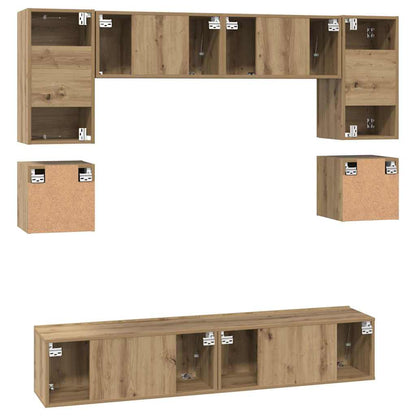 vidaXL TV-Schrankset Wandmontiert 8 pcs Artisan-Eiche Holzwerkstoff