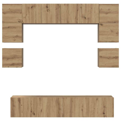 vidaXL TV-Schrankset Wandmontiert 8 pcs Artisan-Eiche Holzwerkstoff