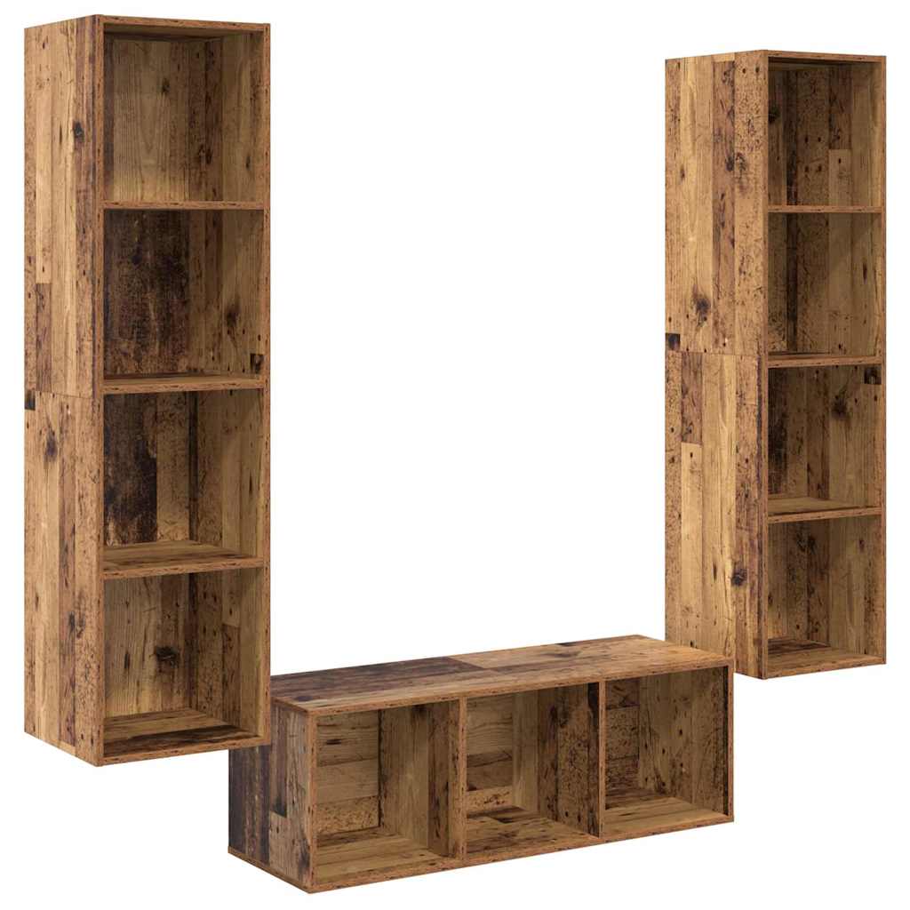 vidaXL TV-Schrankset Wandmontiert 3 pcs Altholz Holzwerkstoff