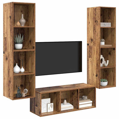 vidaXL TV-Schrankset Wandmontiert 3 pcs Altholz Holzwerkstoff