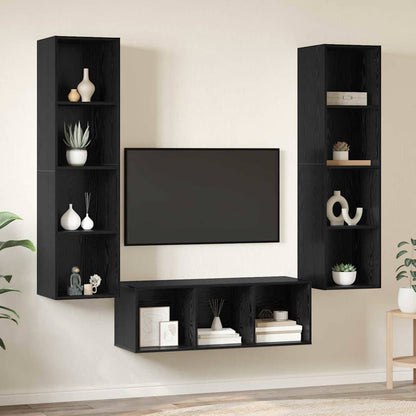 Meuble TV vidaXL 3 pcs aspect chêne noir bois d'ingénierie