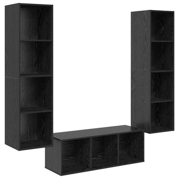 Meuble TV vidaXL 3 pcs aspect chêne noir bois d'ingénierie