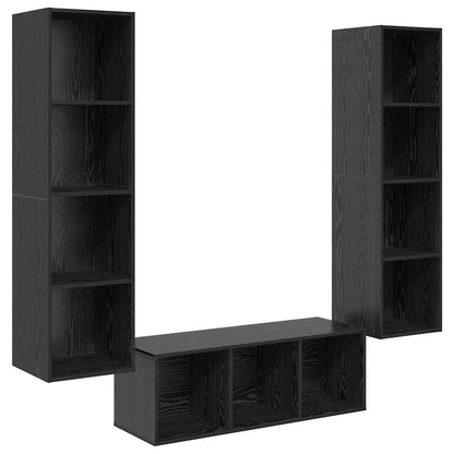 Meuble TV vidaXL 3 pcs aspect chêne noir bois d'ingénierie