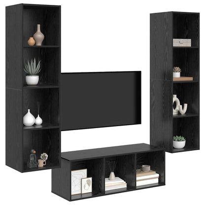 Meuble TV vidaXL 3 pcs aspect chêne noir bois d'ingénierie