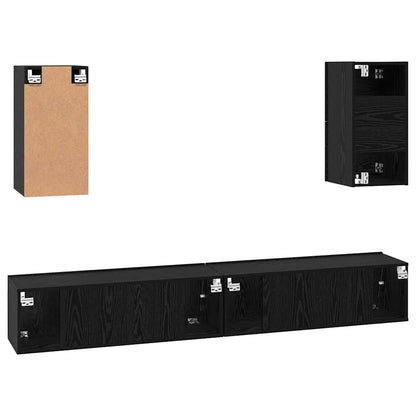 vidaXL Wand-TV-Schrank 3 pcs Schwarz Eichen-Optik Holzwerkstoff