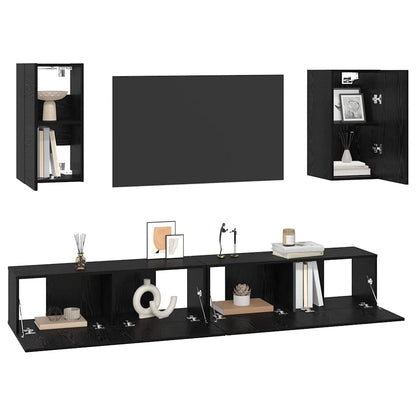 vidaXL Wand-TV-Schrank 3 pcs Schwarz Eichen-Optik Holzwerkstoff