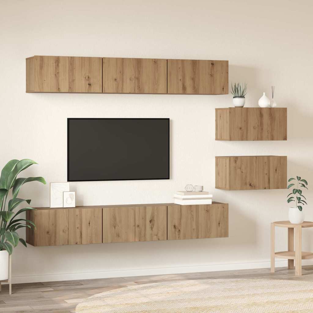 Meuble TV mural vidaXL, ensemble, chêne artisan, bois d'ingénierie