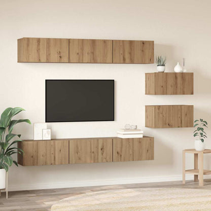 Meuble TV mural vidaXL, ensemble, chêne artisan, bois d'ingénierie