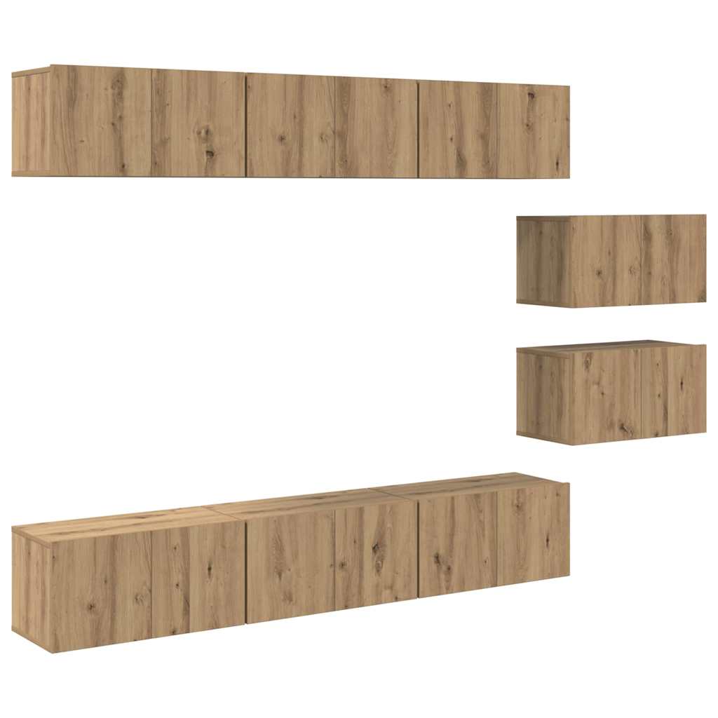 Meuble TV mural vidaXL, ensemble, chêne artisan, bois d'ingénierie