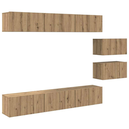 Meuble TV mural vidaXL, ensemble, chêne artisan, bois d'ingénierie