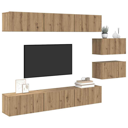 Meuble TV mural vidaXL, ensemble, chêne artisan, bois d'ingénierie