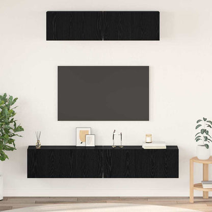 vidaXL Meuble TV 4 pcs Noir aspect chêne Aggloméré