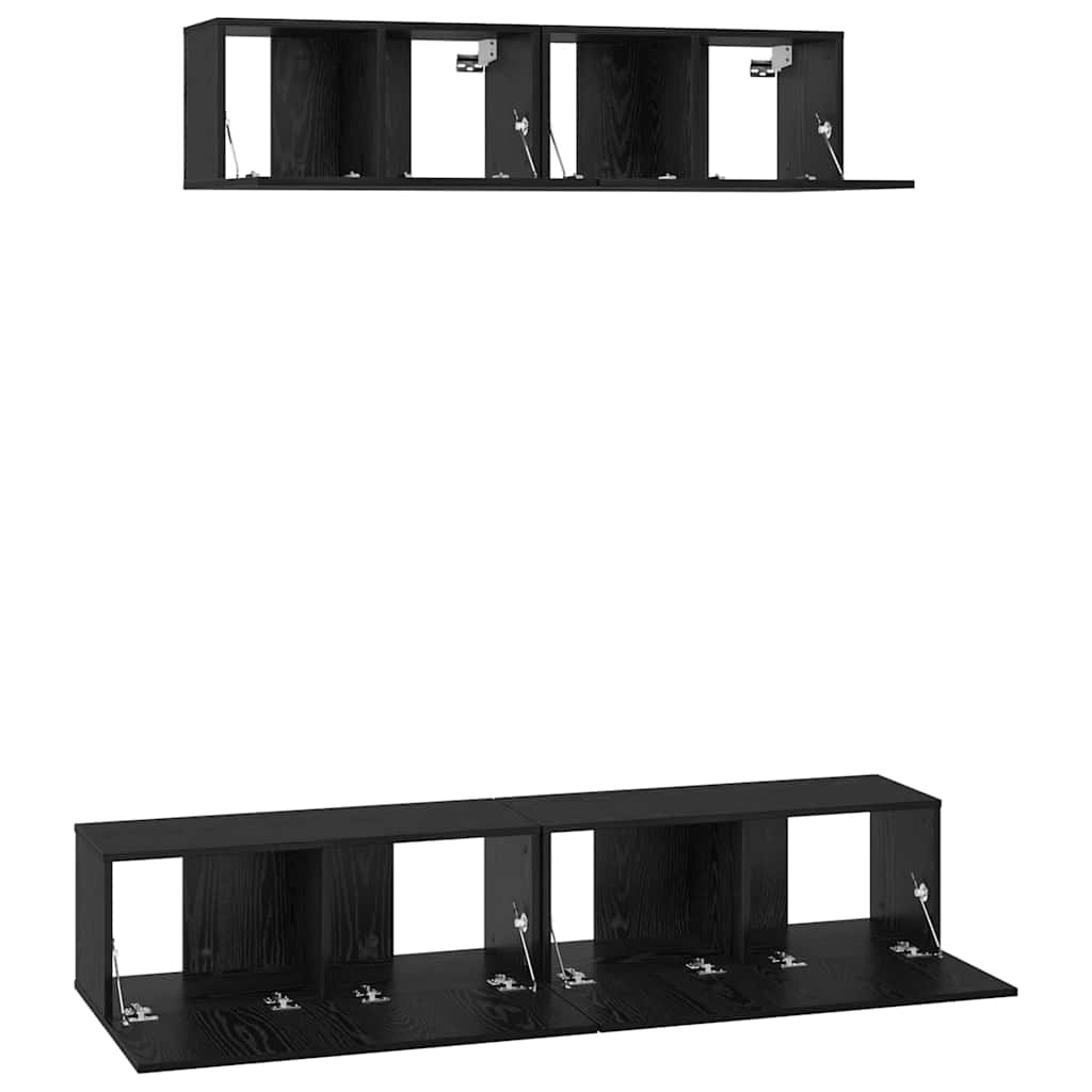 vidaXL Meuble TV 4 pcs Noir aspect chêne Aggloméré