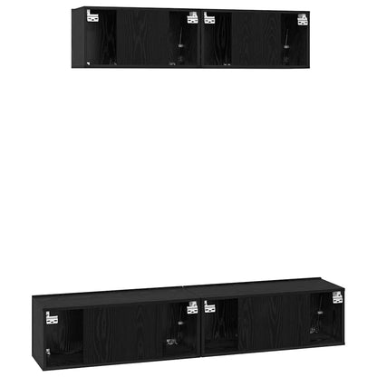 vidaXL Meuble TV 4 pcs Noir aspect chêne Aggloméré