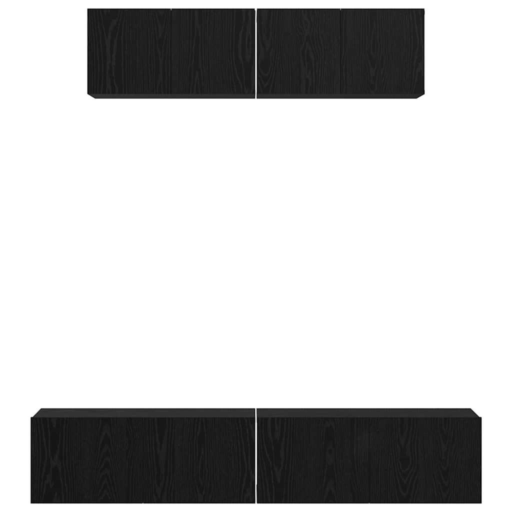 vidaXL Meuble TV 4 pcs Noir aspect chêne Aggloméré