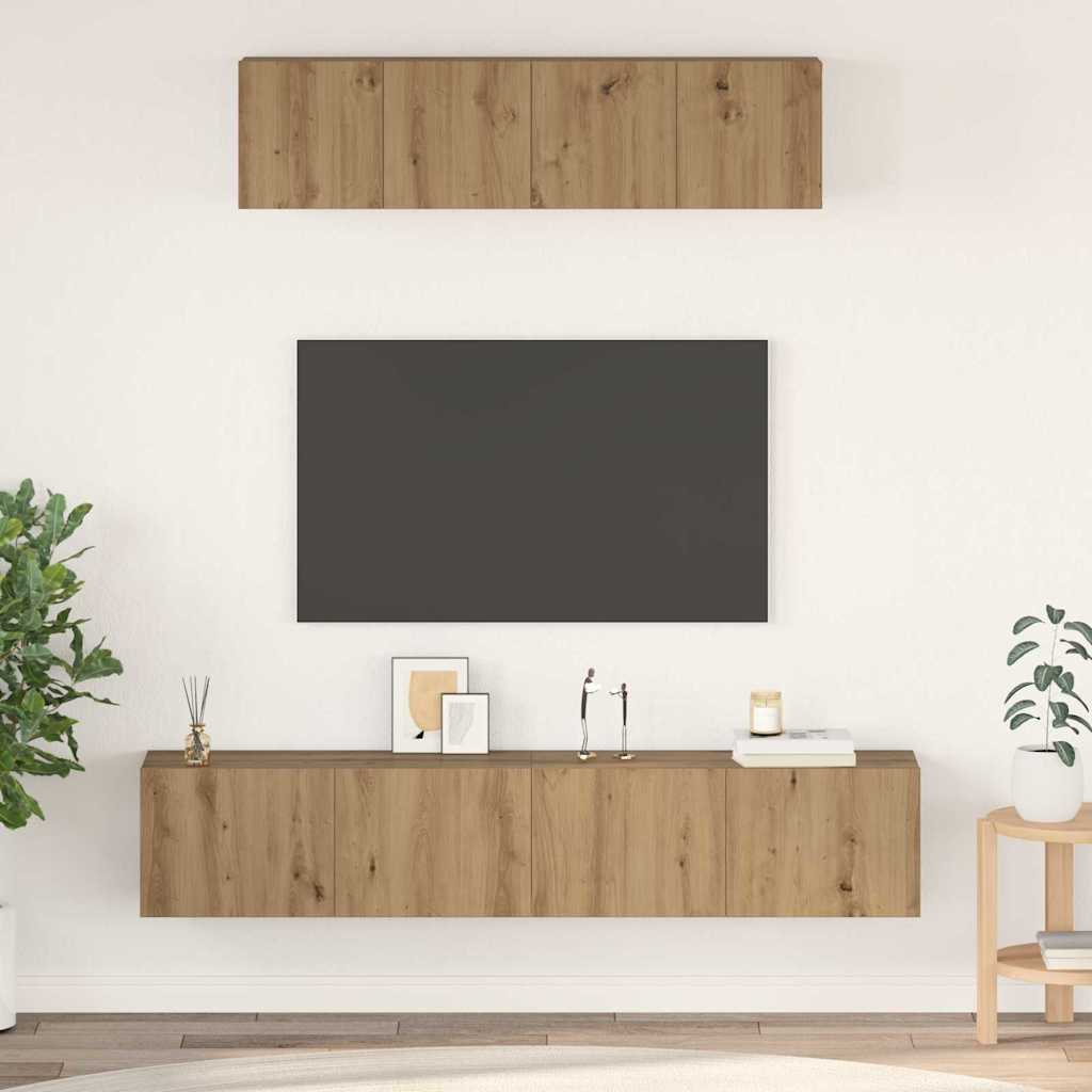 vidaXL TV-Schrankset Wandmontiert 4 pcs Artisan-Eiche Holzwerkstoff