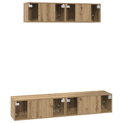 vidaXL TV-Schrankset Wandmontiert 4 pcs Artisan-Eiche Holzwerkstoff