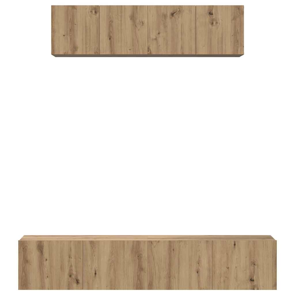 vidaXL TV-Schrankset Wandmontiert 4 pcs Artisan-Eiche Holzwerkstoff