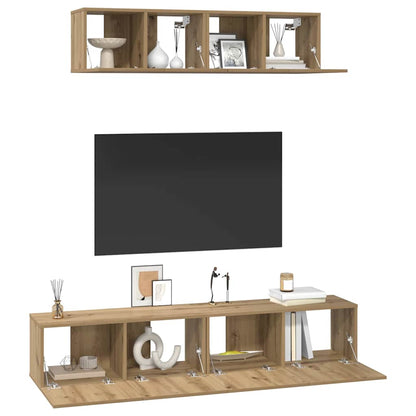 vidaXL TV-Schrankset Wandmontiert 4 pcs Artisan-Eiche Holzwerkstoff