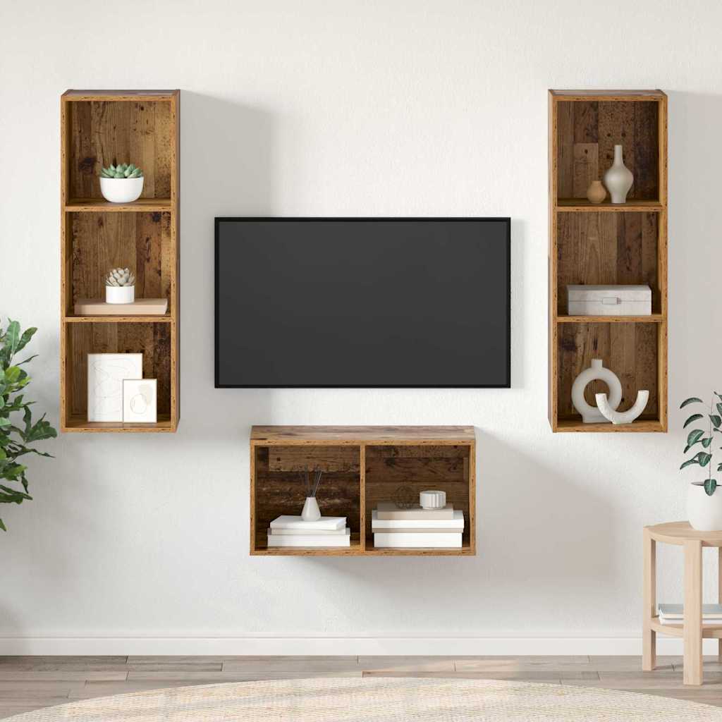 vidaXL TV-Schrankset Altholz 37 x 37 x 107 cm Holzwerkstoff