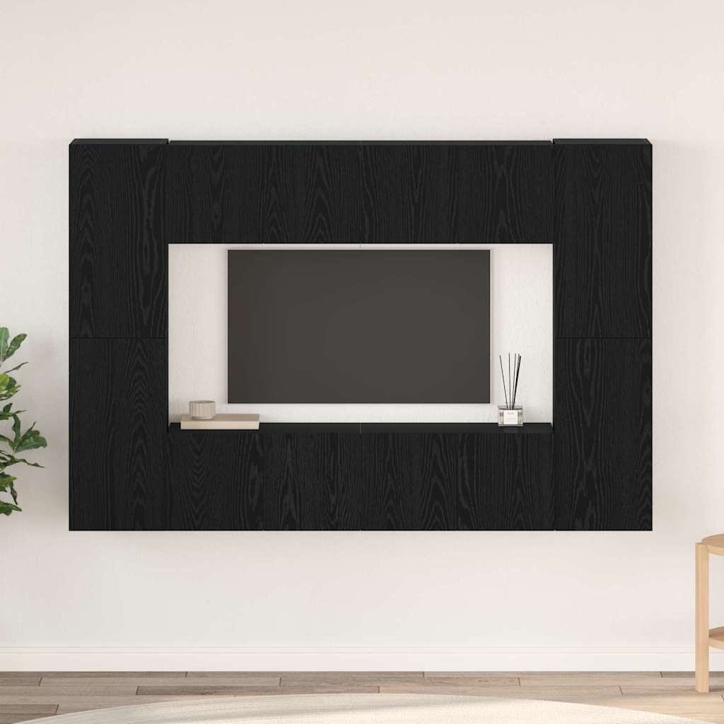vidaXL Meuble TV mural Noir aspect chêne Aggloméré