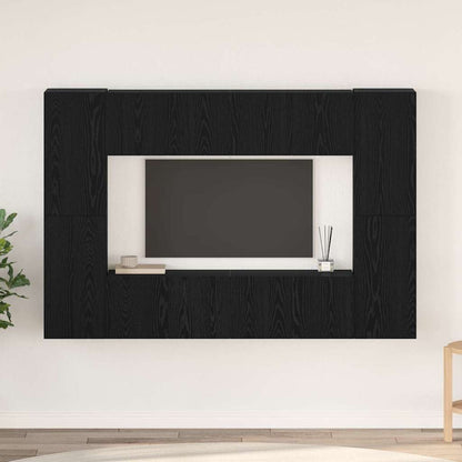 vidaXL Meuble TV mural Noir aspect chêne Aggloméré