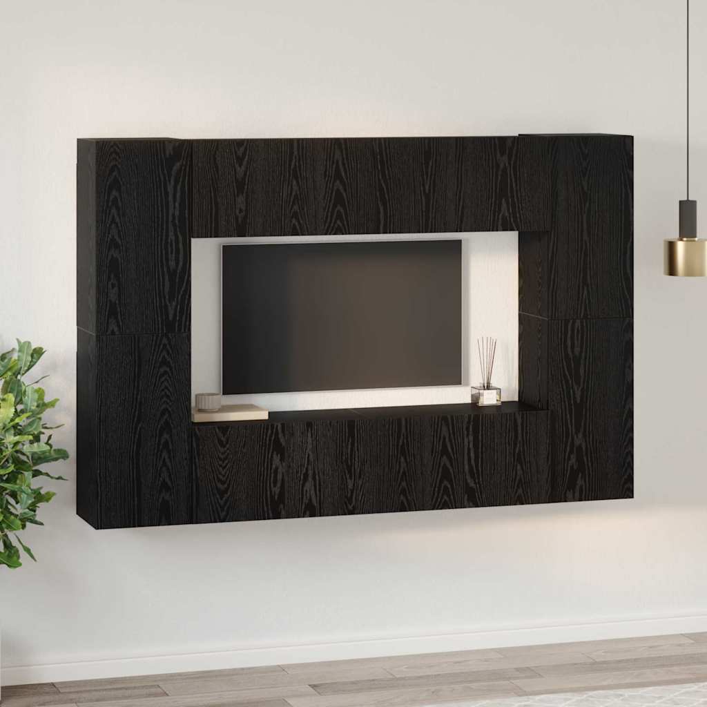 vidaXL Meuble TV mural Noir aspect chêne Aggloméré