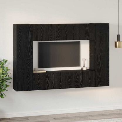 vidaXL Meuble TV mural Noir aspect chêne Aggloméré