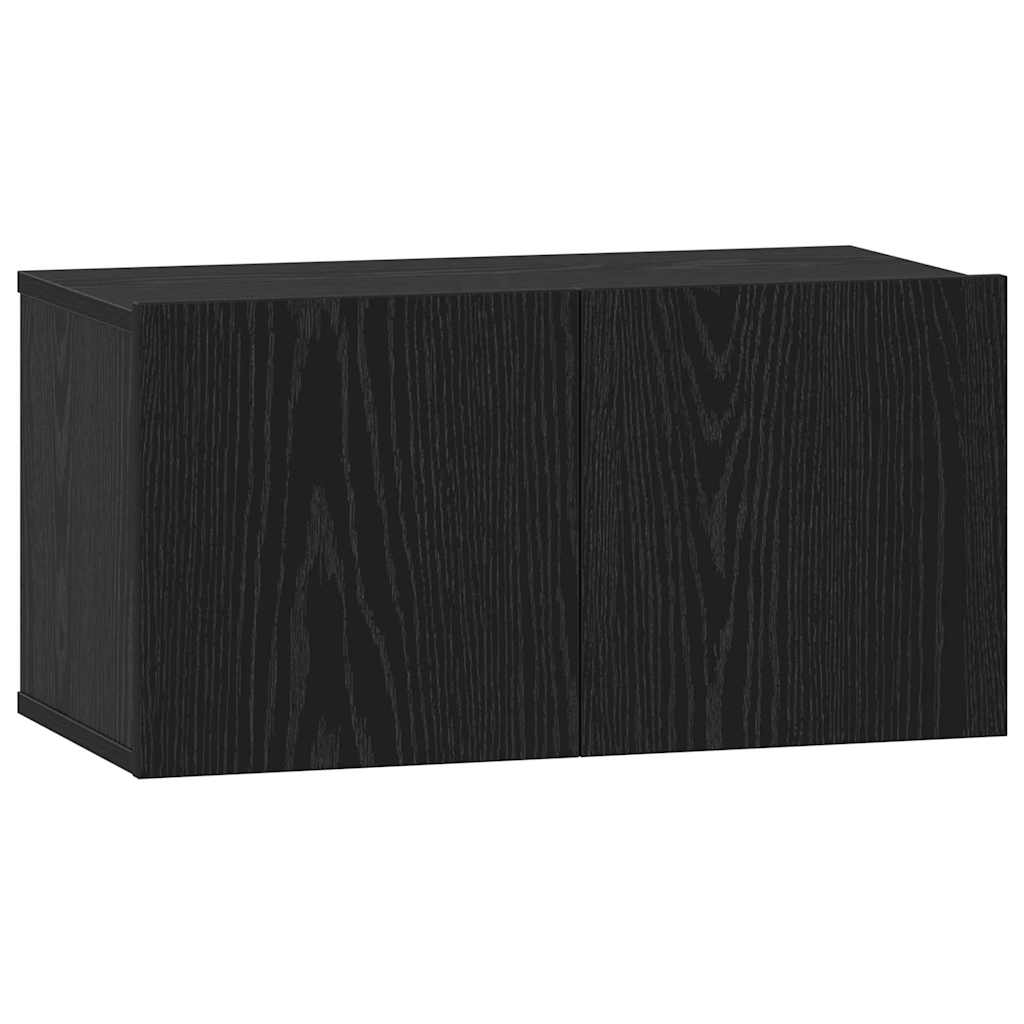 vidaXL Meuble TV mural Noir aspect chêne Aggloméré