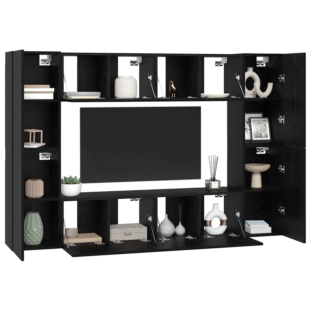 vidaXL Meuble TV mural Noir aspect chêne Aggloméré
