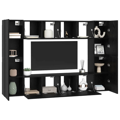 vidaXL Meuble TV mural Noir aspect chêne Aggloméré