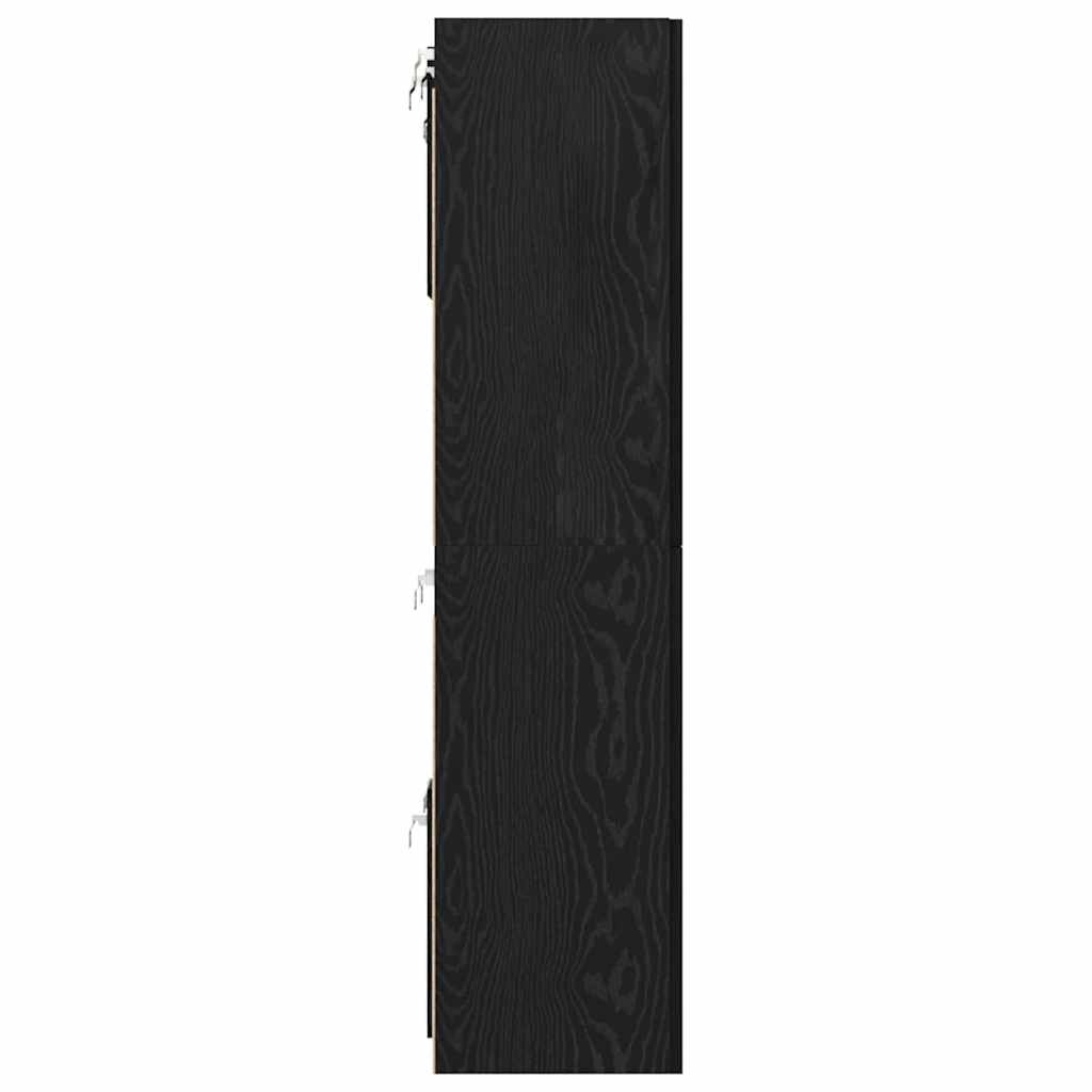 vidaXL Meuble TV mural Noir aspect chêne Aggloméré