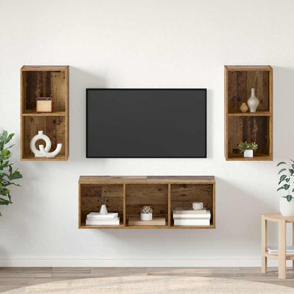 vidaXL TV-Schrankset Wandmontiert 3 pcs Altholz Holzwerkstoff