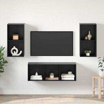 Meuble TV vidaXL 3 pcs aspect chêne noir bois d'ingénierie