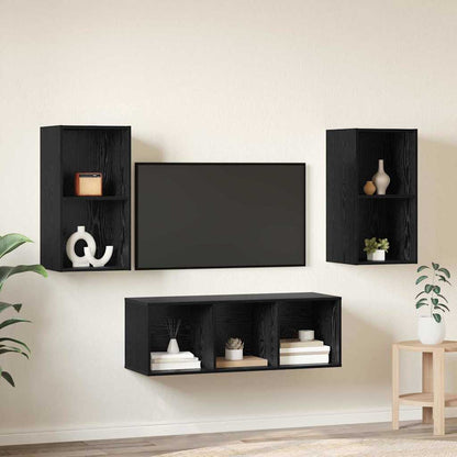 Meuble TV vidaXL 3 pcs aspect chêne noir bois d'ingénierie