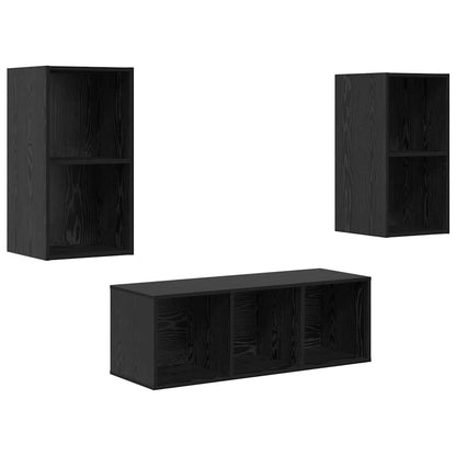 Meuble TV vidaXL 3 pcs aspect chêne noir bois d'ingénierie