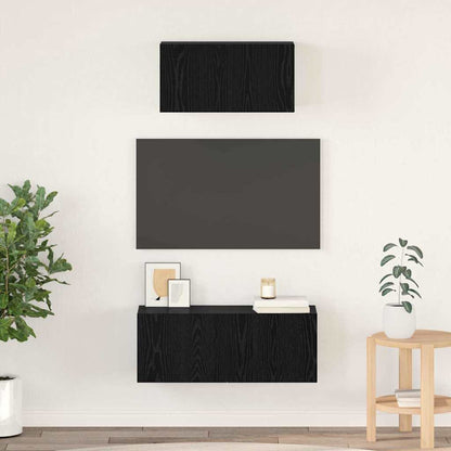 vidaXL Meuble TV 2 pcs aspect chêne Noir Bois d'ingénierie