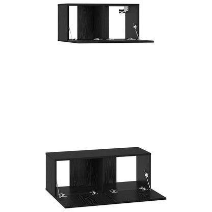 vidaXL Meuble TV 2 pcs aspect chêne Noir Bois d'ingénierie
