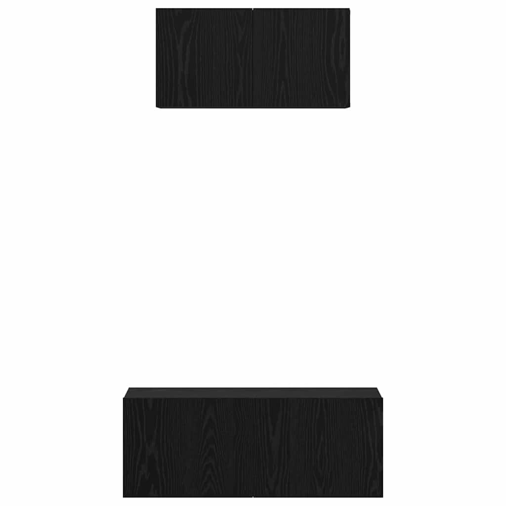 vidaXL Meuble TV 2 pcs aspect chêne Noir Bois d'ingénierie