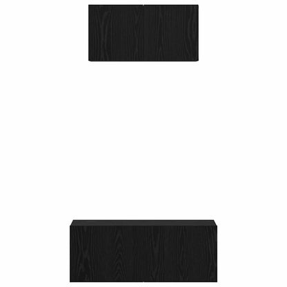 vidaXL Meuble TV 2 pcs aspect chêne Noir Bois d'ingénierie