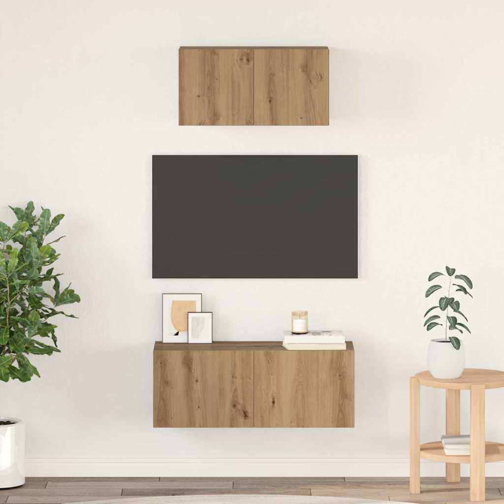 vidaXL TV-Schrankset Wandmontiert 2 pcs Artisan-Eiche Holzwerkstoff