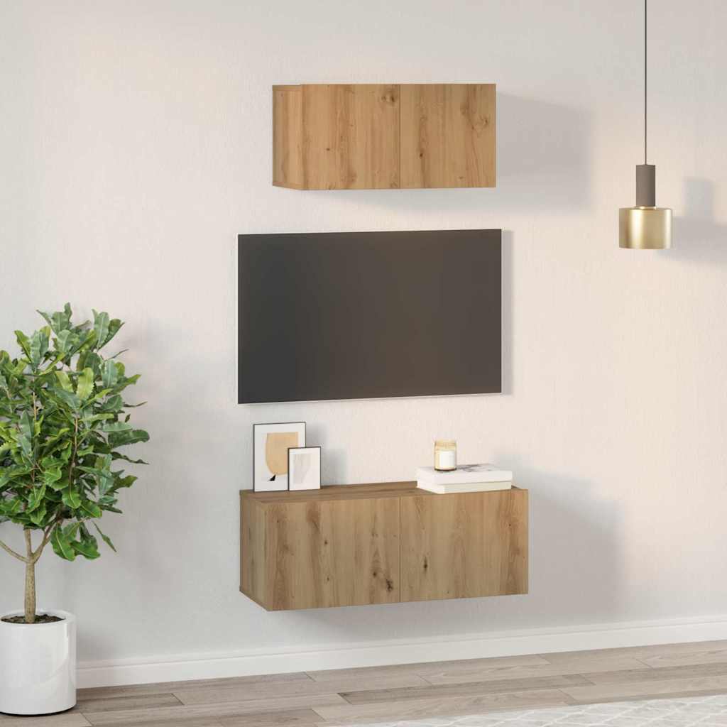 vidaXL TV-Schrankset Wandmontiert 2 pcs Artisan-Eiche Holzwerkstoff