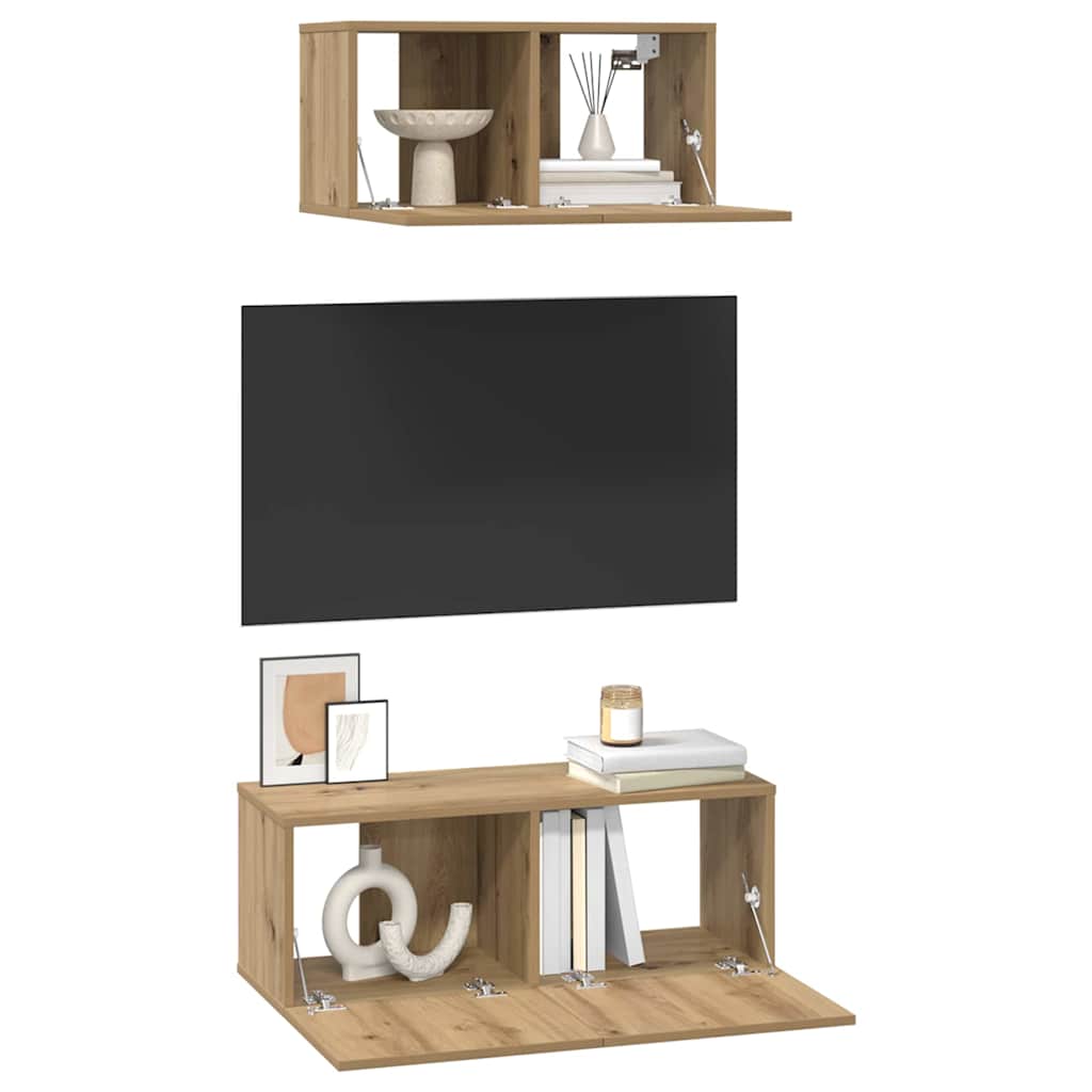 vidaXL TV-Schrankset Wandmontiert 2 pcs Artisan-Eiche Holzwerkstoff