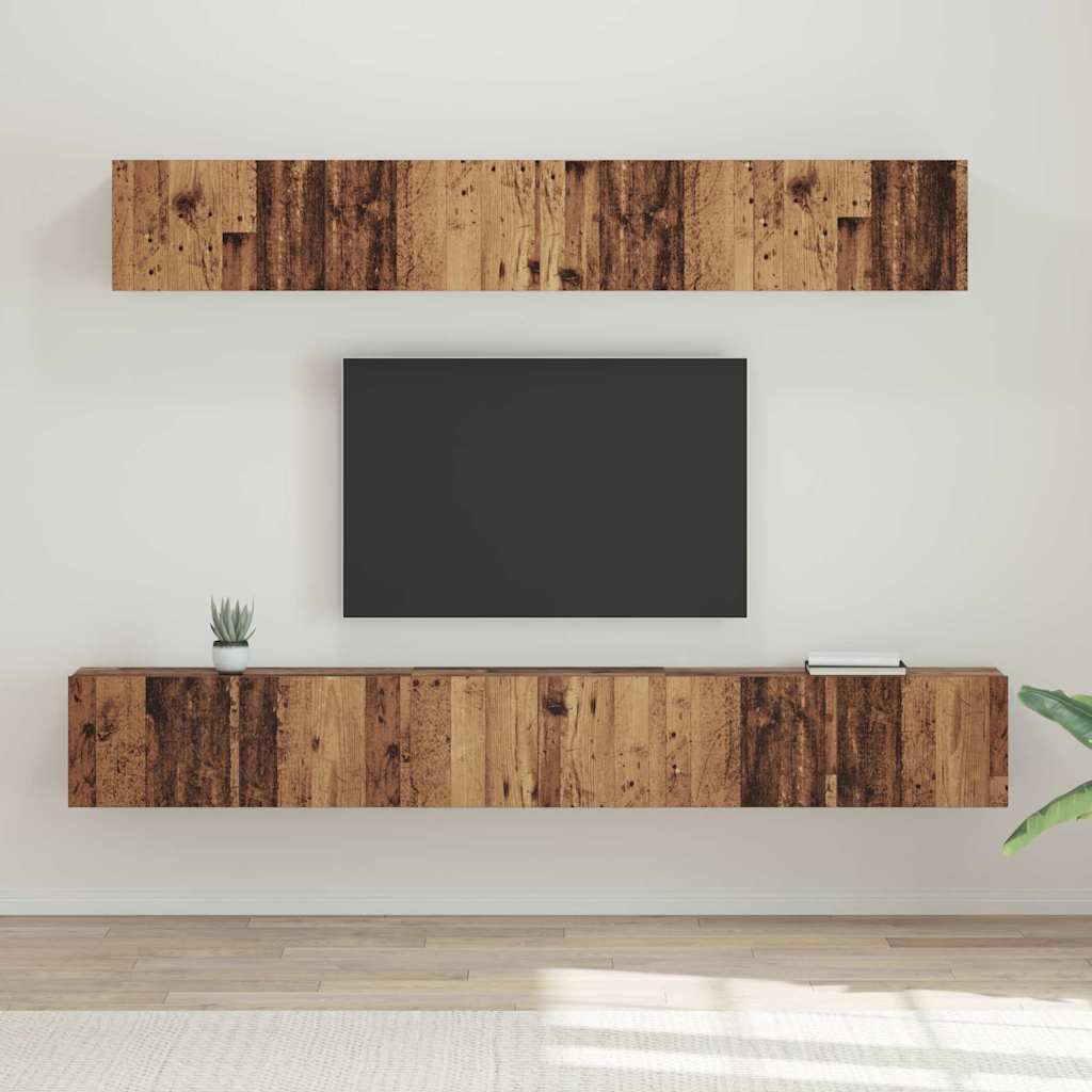 vidaXL TV-Schrankset Wandmontiert 5 pcs Altholz Holzwerkstoff