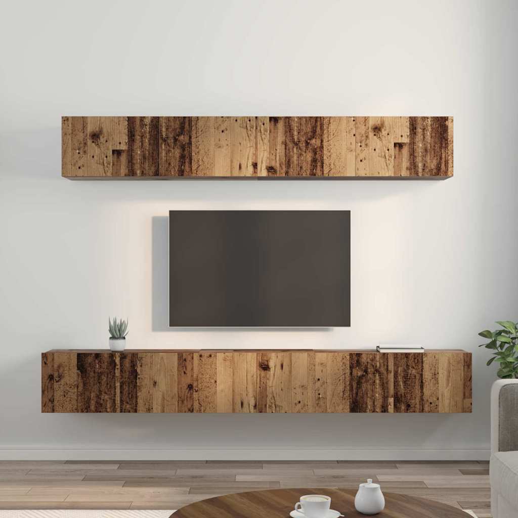 vidaXL TV-Schrankset Wandmontiert 5 pcs Altholz Holzwerkstoff